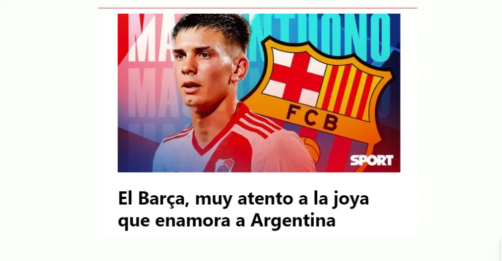 Barcelona estaría interesado en Franco Mastantuono.