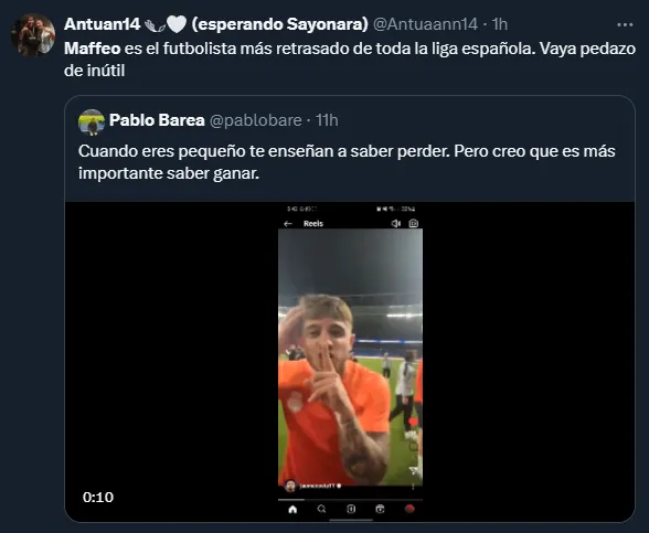 Críticas a Maffeo (Twitter).