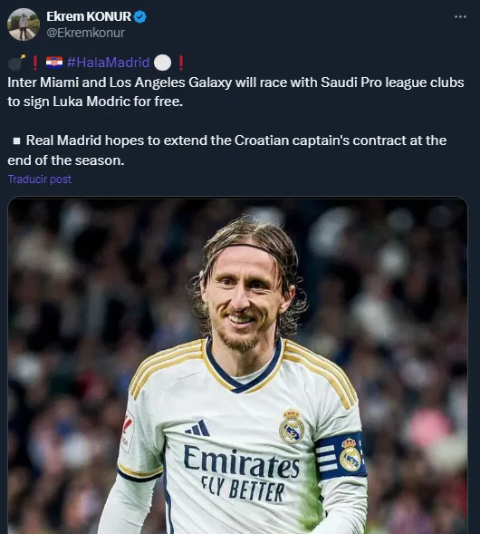 ¿Inter Miami va por Modric? (Twitter @Ekremkonur).