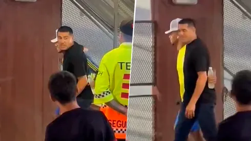 La llegada de Riquelme junto a Fabra.