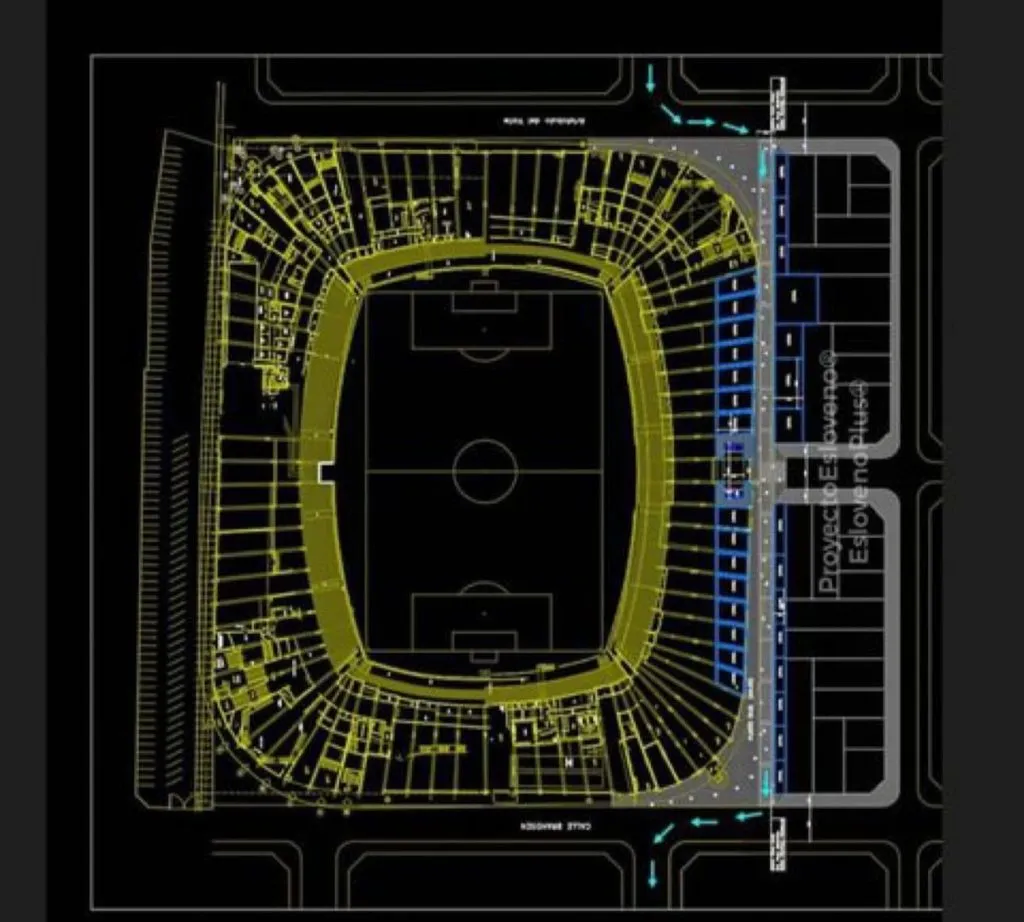 Croquis de La Bombonera con el Proyecto Esloveno Plus