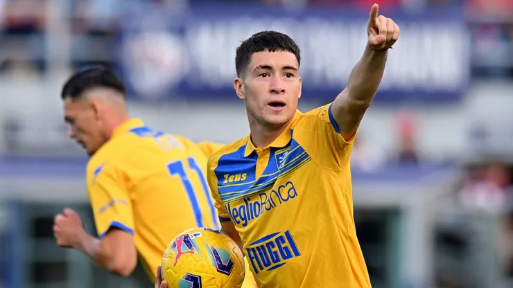 Matías Soulé celebrando un gol en Frosinone.
