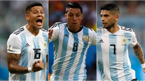 Marcos Rojo, Enzo Pérez y Éver Banega.