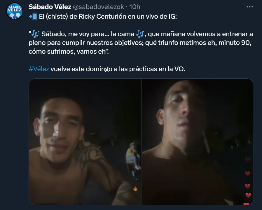 Ricardo Centurión bromeó en las redes sociales con irse de fiesta. (Foto: Sábado Vélez)
