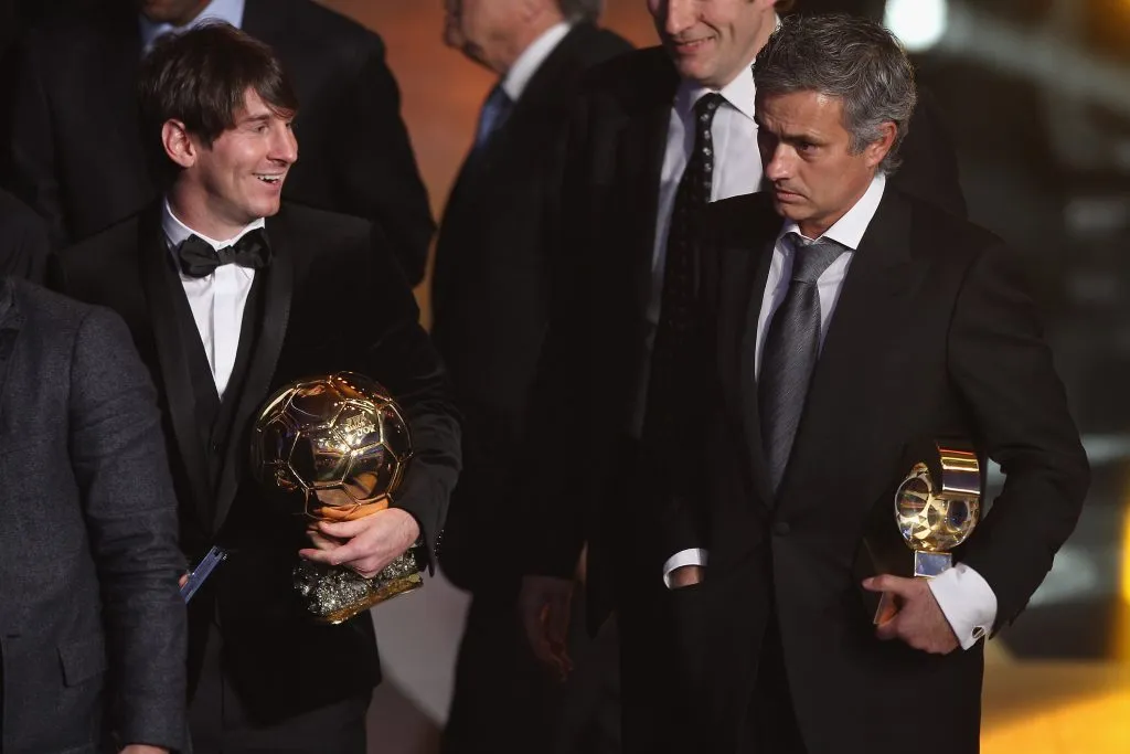 Mourinho y Messi en la gala 2010 del Balón de Oro.