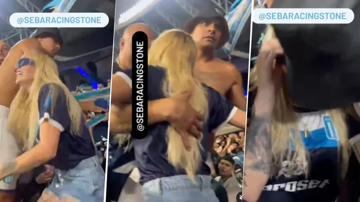 La cantante, fanática de La Academia, cantó arriba de un paraavalanchas y fue amuleto para los dirigidos por Gustavo Costas.