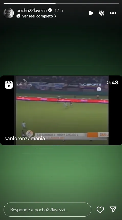 La storie que compartió Ezequiel Lavezzi en Instagram.