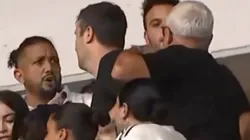 Tumultos en la tribuna durante el partido.