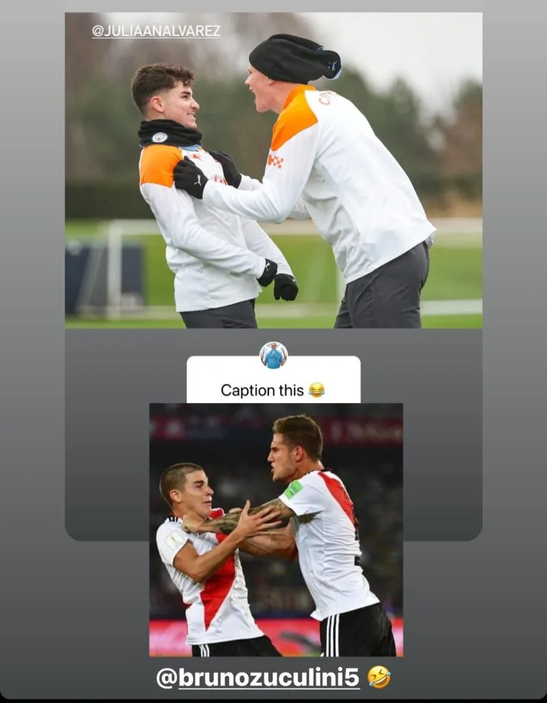 El posteo de Julián Álvarez cargando a Haaland.