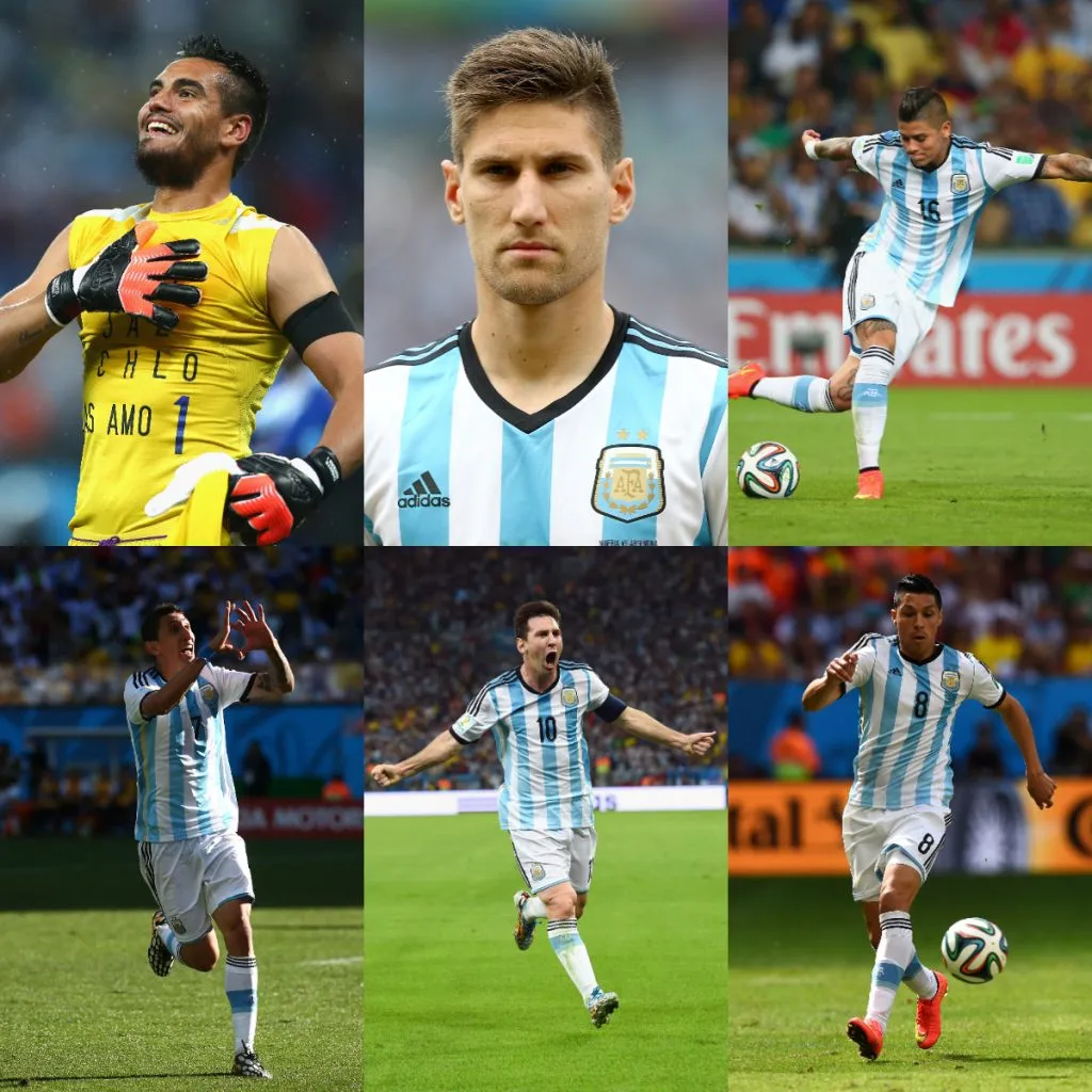 Lionel Messi, Ángel Di María, Sergio Romero, Federico Fernández, Marcos Rojo y Enzo Pérez son los jugadores de la Selección Argentina que llegaron a la final del mundo en 2014 y todavía no se retiraron. (Getty Images)