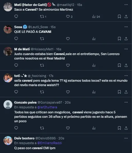 Más reacciones sobre la salida de Cavani (Twitter).