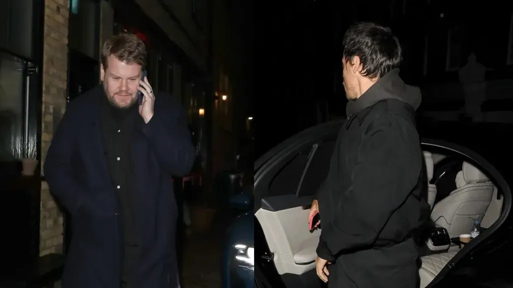 James Corden y Harry Styles fueron fotografiados llegando a la fiesta. Crédito: SPLASH