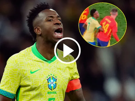 VIDEO | Vinícius Júnior empujó por la espalda a Laporte en Brasil vs. España