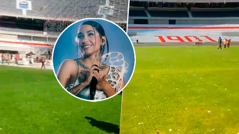 Así está el campo de juego del Monumental.