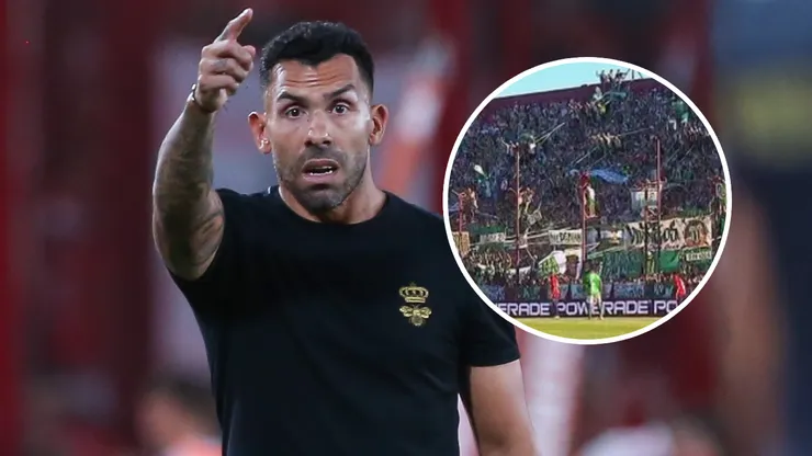 Tevez fue recibido con una fuerte bandera de la hinchada de Laferrere.