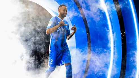 Neymar en su presentación en Arabia