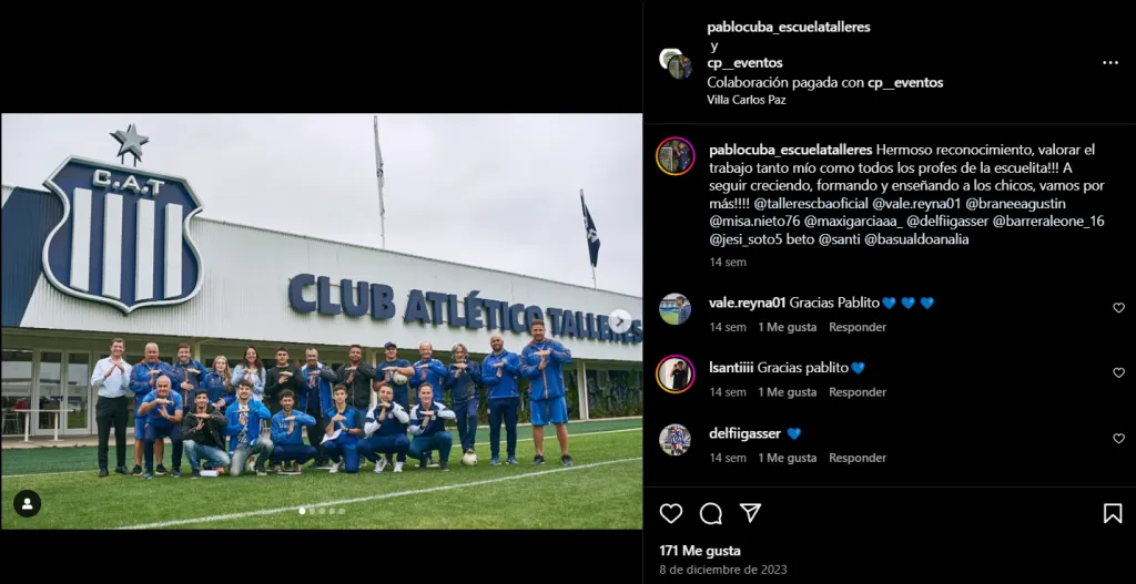 Pablo Cuba, formador de jugadores. (Foto: Instagram)