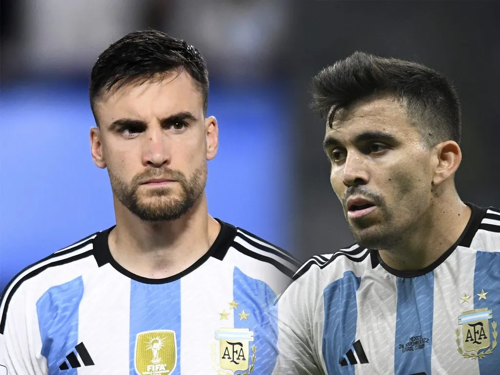 Nicolás Tagliafico y Marcos Acuña con la Selección Argentina. (Getty Images)