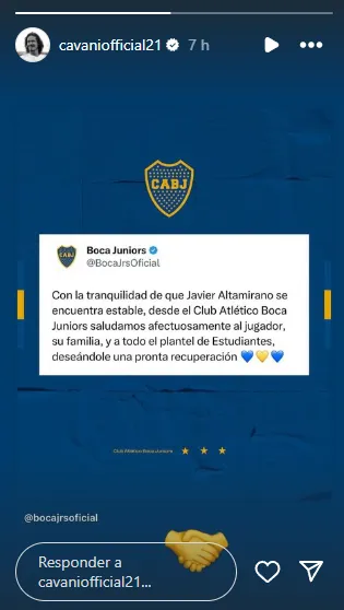 El posteo de Cavani a las 2am