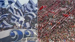 Las hinchadas de Gimnasia y Estudiantes.