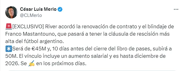 Posteo de César Luis Merlo.