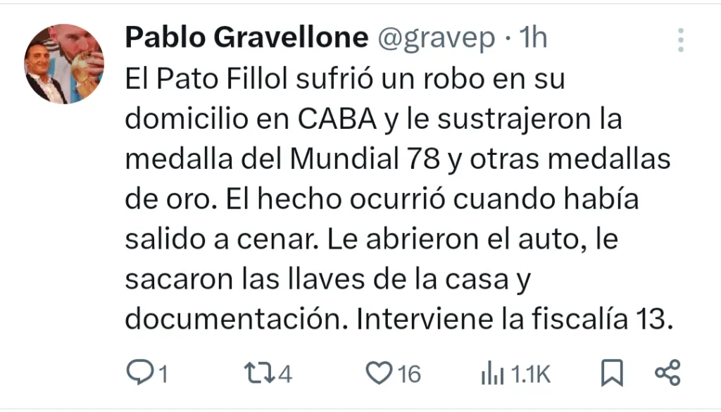Tuit de Pablo Gravellone.