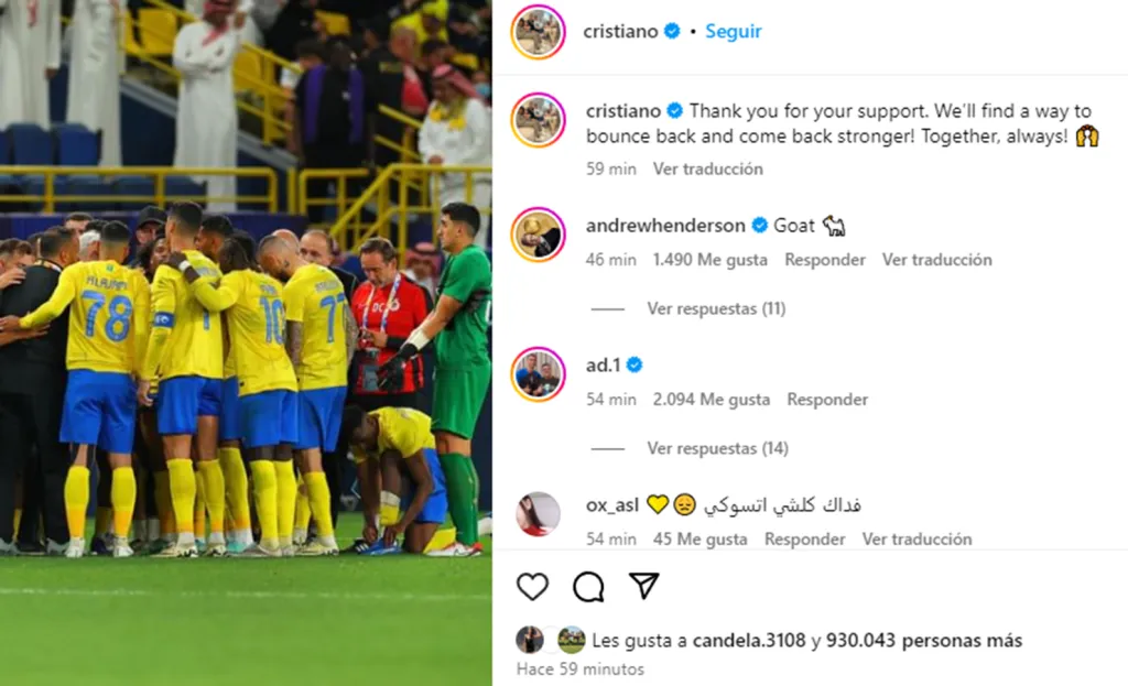 Posteo de Cristiano en Instagram