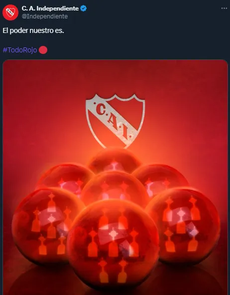 “El poder nuestro es”, el tuit viral de Independiente en homenaje a Akira Toriyama (Twitter @Independiente).
