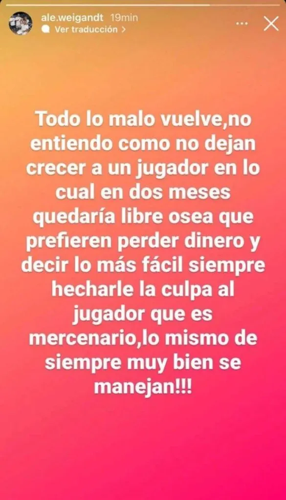 Posteo del padre del Chelo Weigandt.