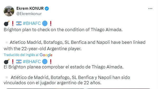 Posteo de Ekrem Konur.