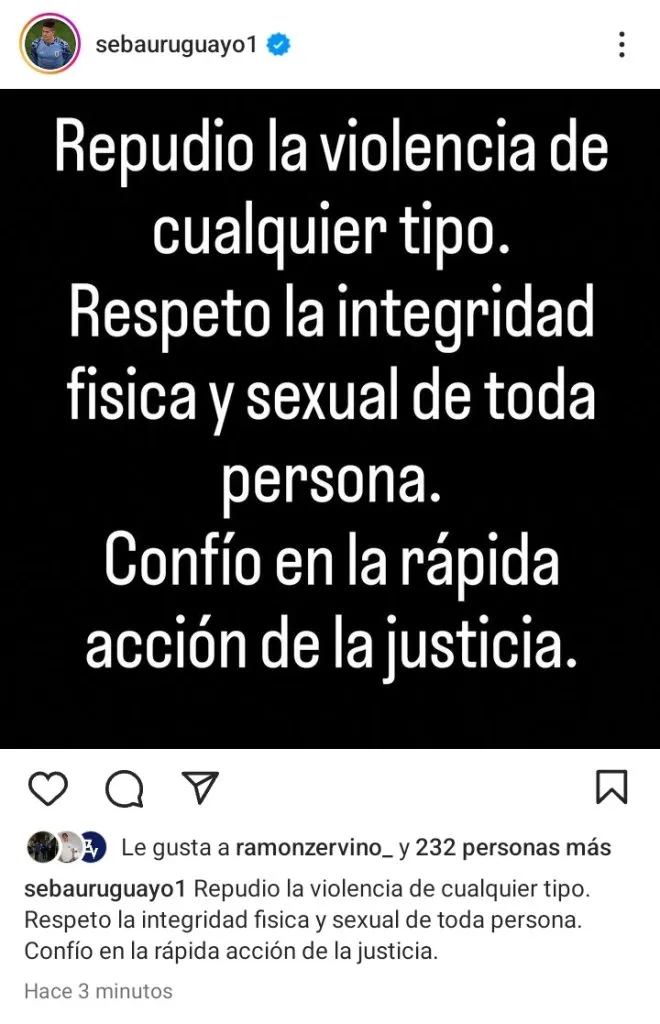 El posteo de Sebastián Sosa.