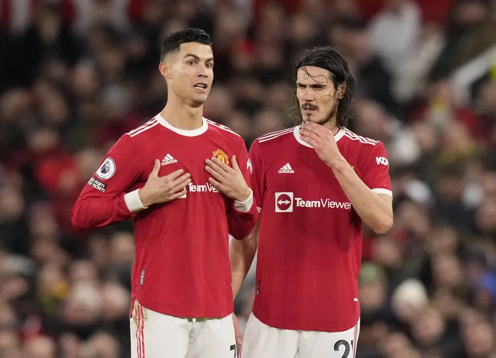 Cristiano Ronaldo y Edinson Cavani durante el proceso que compartieron en el Manchester United.
