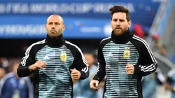 Mascherano junto a Messi en el Mundial de Rusia 2018.