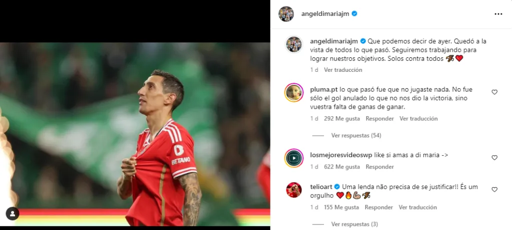 El posteo de Ángel Di María.