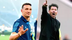 Lionel Scaloni, DT de la Selección Argentina, y Diego Simeone, de Atlético de Madrid.