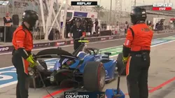 Franco Colapinto, al momento de cumplir su penalización.