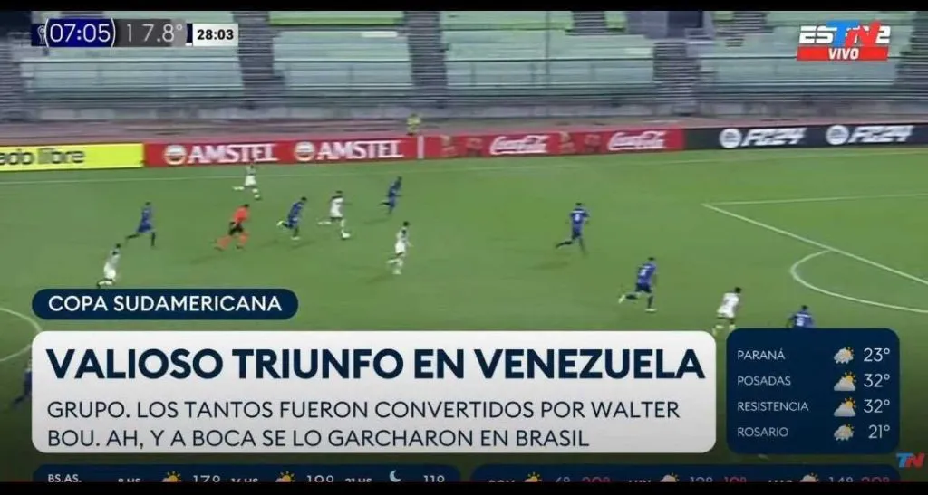 La gráfica que salió al aire durante la lectura de títulos en TN.