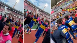 El uruguayo y un gesto para los hinchas.