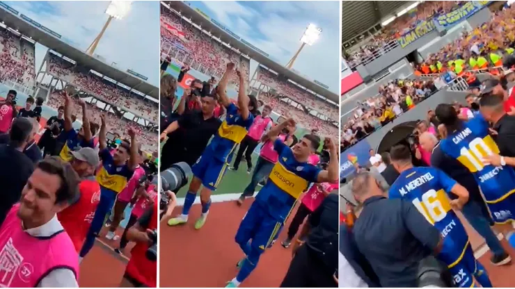El uruguayo y un gesto para los hinchas.