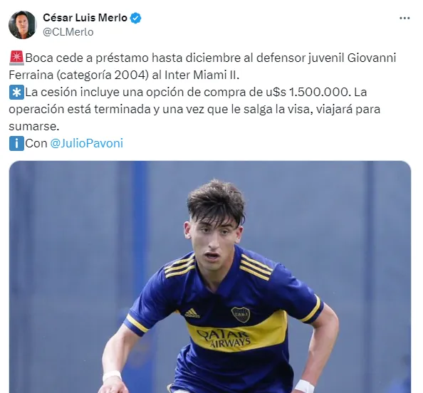 Posteo de César Luis Merlo.