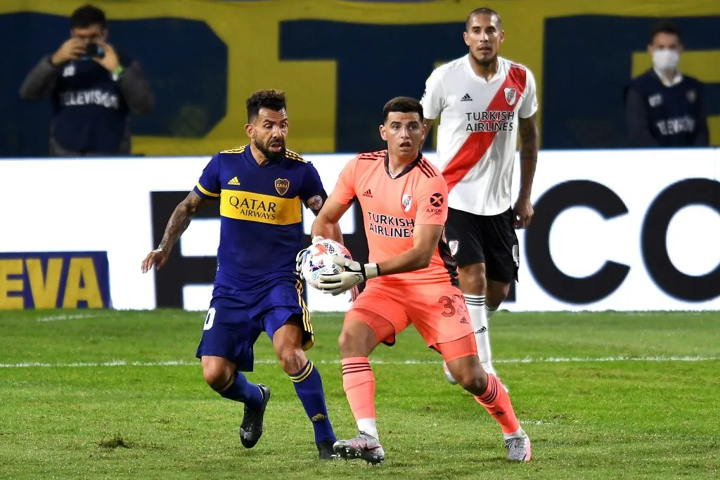 Leo Díaz en su único partido en River. (Foto: Getty).
