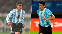 Riquelme y Simeone con la Selección Argentina.