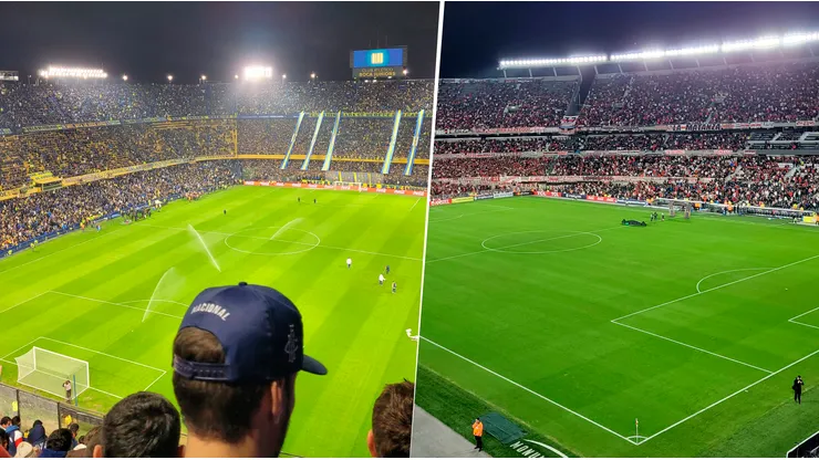 La Bombonera y el Monumental, desde la tribuna visitante.