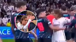 El cruce entre Álvarez y Modric en el Bernabéu.