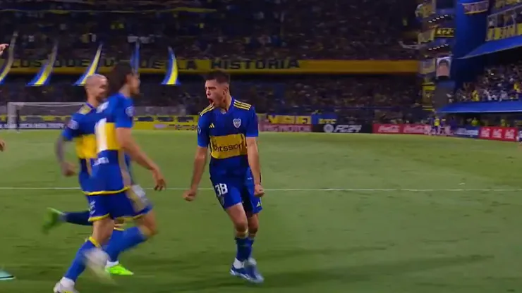 El festejo de Anselmino y de todo Boca.
