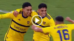 El festejo de Luca Langoni con Equi Fernández y Merentiel.