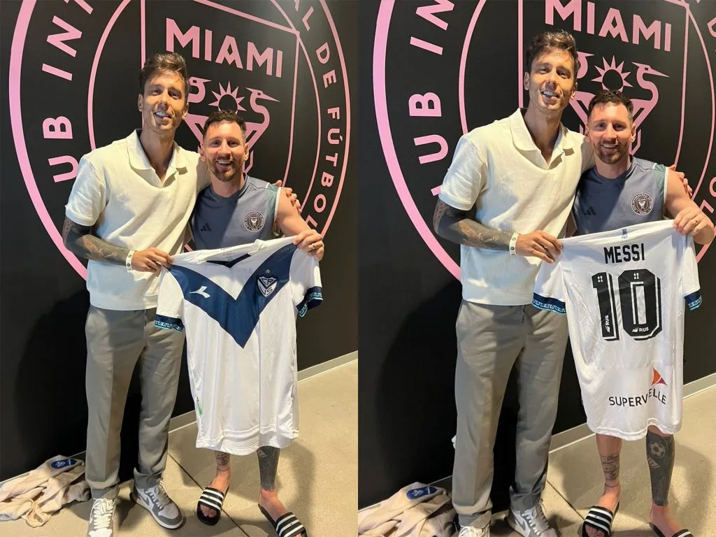 Lionel Messi junto a Ricky Álvarez, el director deportivo de Vélez Sarsfield.