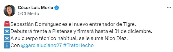 Posteo de César Luis Merlo.