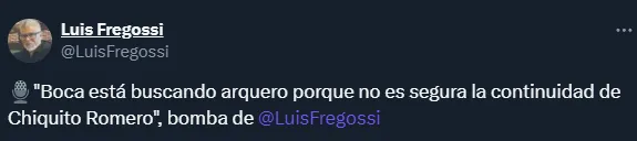 Fregossi reveló que en Boca están en la búsqueda de un arquero (Twitter @LuisFregossi).