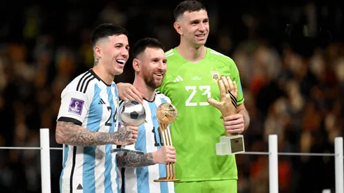 Enzo Fernández, Lionel Messi y Emiliano Martínez.